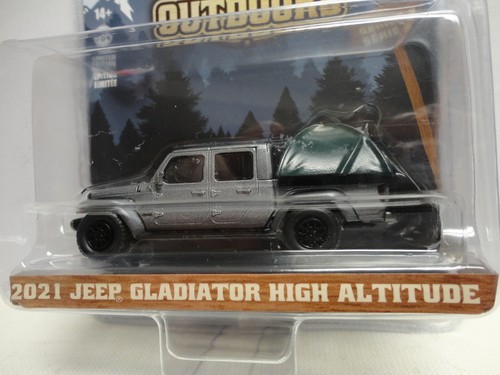 Greenlight 2021 JEEP GLADIATOR Gray Pickup w/Tent TOPPER The GREAT OUTDOORS