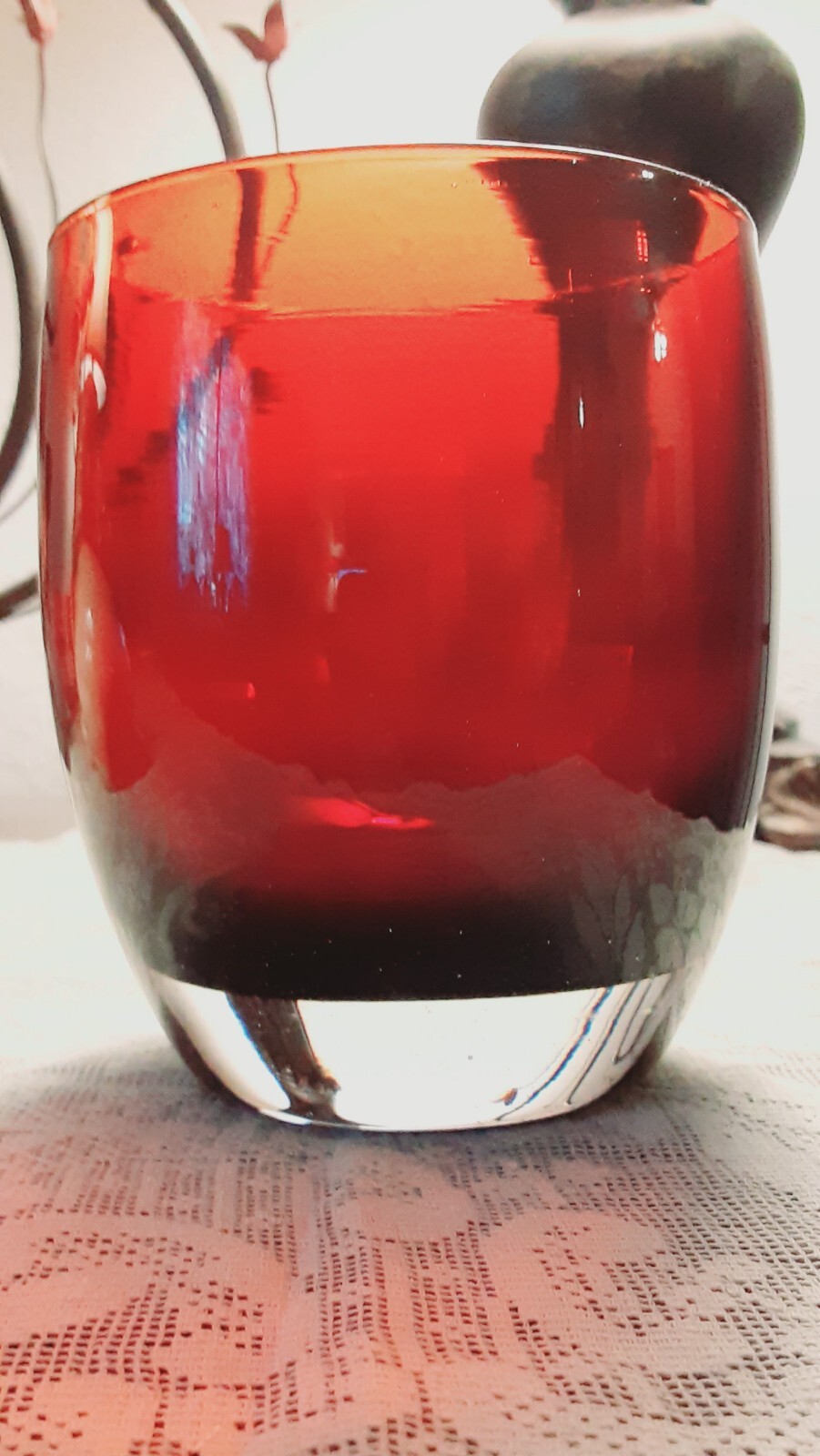 Glassybaby Grateful Red 1442 Votive Candle Holder With Original Sticker