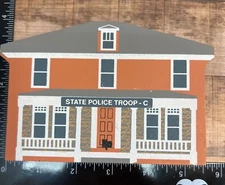 Vintage 1993 Cats Meow Series XI State Police Troop C Building Wooden Collectibl