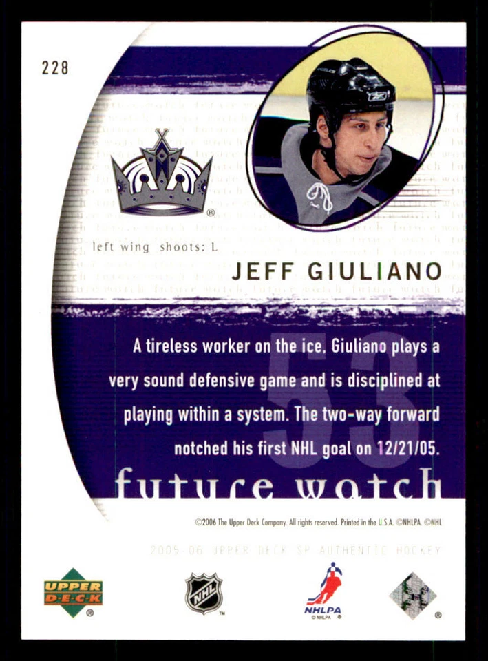2005-06 SP Authentic #228 Jeff Giuliano RC /1999 (ref 240260) - Image 2 of 2