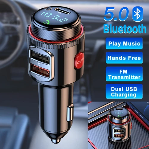 Bluetooth Car Radio Adapter Wireless FM Transmitter QC3.0 & PD Fast Charger MP3 - Picture 1 of 14