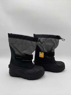 NWOB Columbia girls Powderbug Plus Ii Snow Boot Black/Grey Size 1Y