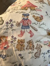 Ivory White Quilted Country Cottage Baby Crib Comforter Girl Boy Dog Cat Vtg
