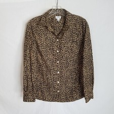J. Crew Womens Leopard Print Button Front Long Sleeve Shirt Size Small