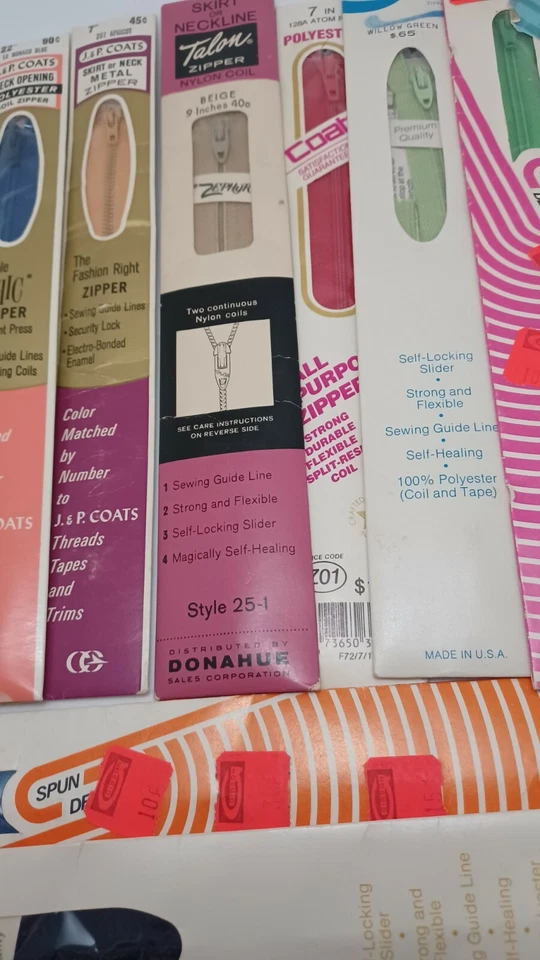 Lote 15 cremalleras de costura de metal vintage garra JP abrigos y garra bobina de nailon hilada Dee  Foto 3 de 4