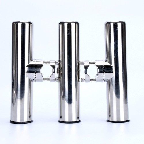 4 Pack Fishing Rod Holder Adjustable Stainless Steel Rail Mount Rails 7/8" to 1" - Picture 6 of 11