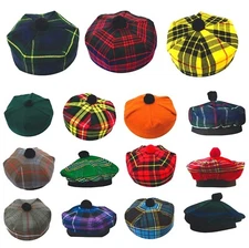 Men's & Women’s Scottish Tam O' Shanter Hat Tartan Scottish Tammy Cap (One Size)