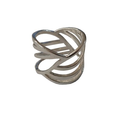 925 Silver Ring Open Leaf Design Handmade Ladies Ring Modern Nickel Free