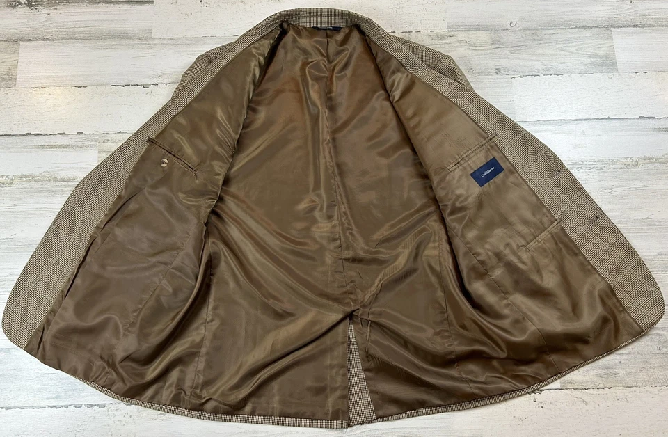 Abrigo Blazer Deportivo Croft & Barrow Chaqueta Para Hombre 46R Beige Pata de Gallo a Cuadros [A-2110] Foto 4 de 4