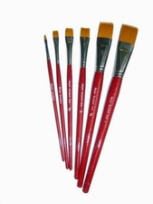 Single Red Flat Synthetic Sable Substitute Paint Brushes with Multi Buy Discount