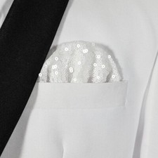 NEW - Men's Sequin Pre-Folded Pocket Square Insert - Bright White