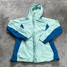 Columbia Omni Tech Windbreaker Jacket Womens Medium Blue Green Hoodie Full Zip