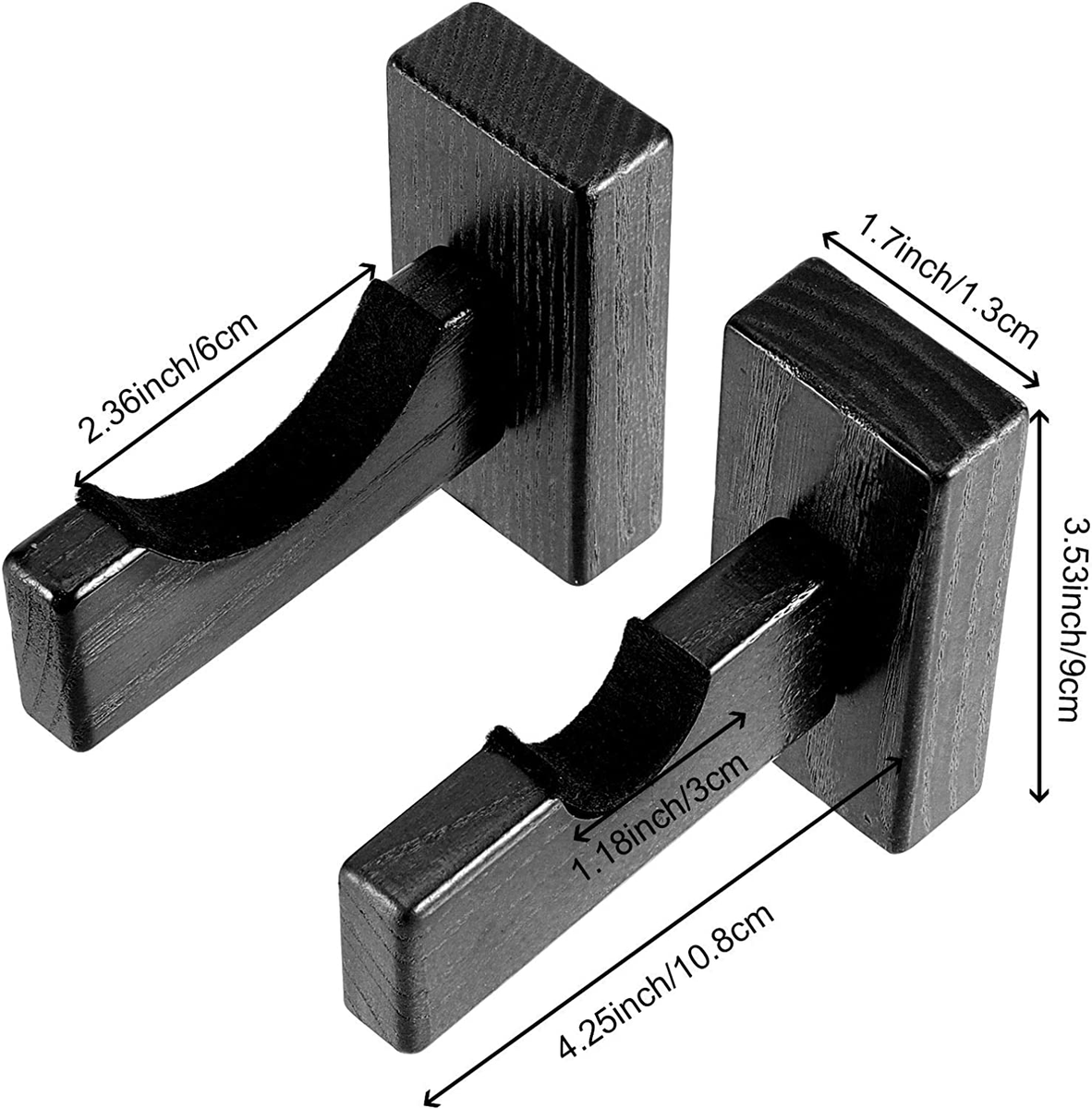 Wall Mount Holder For Baseball Bats & Tennis Racquets - Sturdy Black Display Rack