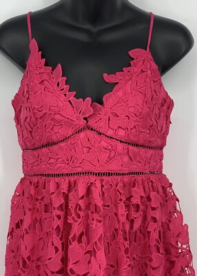 Bardot Sonya Dress Women Dress Size 6 Fit Flare Lace Spaghetti Pink New B64  | eBay