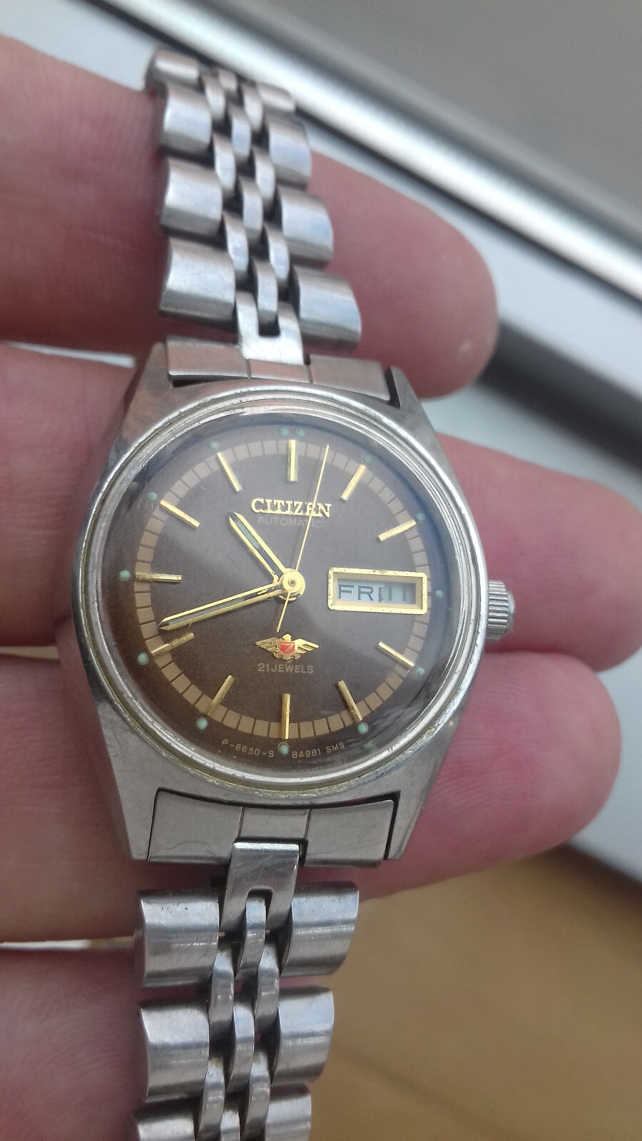 Citizen AUTOMATIC 4-036069 SMT BROWN DIAL WATCH MONTRE JAPAN
