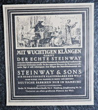 Steinway & Sons, pianoforte, vecchia pubblicità, 1926, (A22)