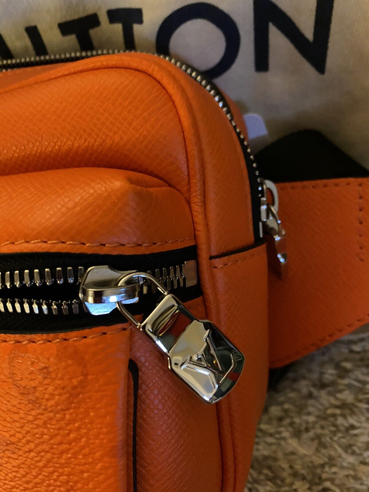 LOUIS VUITTON Outdoor Bumbag Taiga Leather Orange