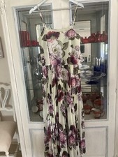 Luxe Apple Green Floral Strappy Plisse Lined Maxi Dress 10 Occasion