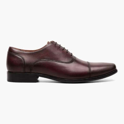 Florsheim Mens Postino Wine Red Oxford Cap Toe Leather Dress Shoes