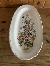 Vintage Ceramic Wall Plate Plaque Hand Painted Floral Cottagecore