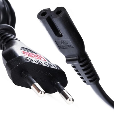 AC Stromkabel Netzkabel Kabel EU-Stecker 2-Polig für Kleingeräte, Kaltgeräte