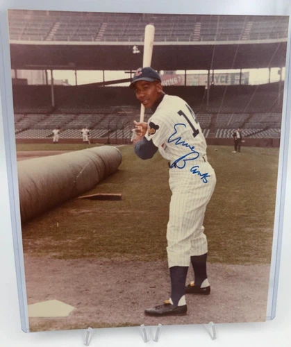 ERNIE BANKS PSA AUTO w COA Signed PHOTO 8x10 CHICAGO CUBS HOF SUNSHINE Mr. CUB