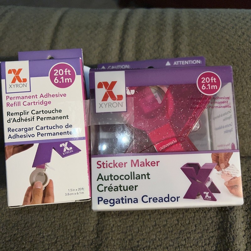 NEW Hot Pink Xyron Create a Sticker Maker Up to 1.5 in Wide And NEW Xyron Refill
