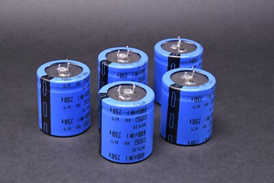 5 Nippon Chemi-Con 680uF 250V Aluminum Electrolytic Capacitors Snap In