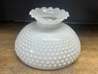 Vintage Hobnail milk glass lamp shade light ruffled edge 9.75"