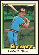 Jim Gantner Signed 1981 Donruss Card #204 Milwaukee Brewers