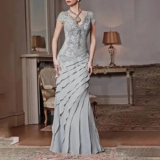 Long Mother of The Bride Dresses Floor-Length Mermaid Wedding Guest Party Dress