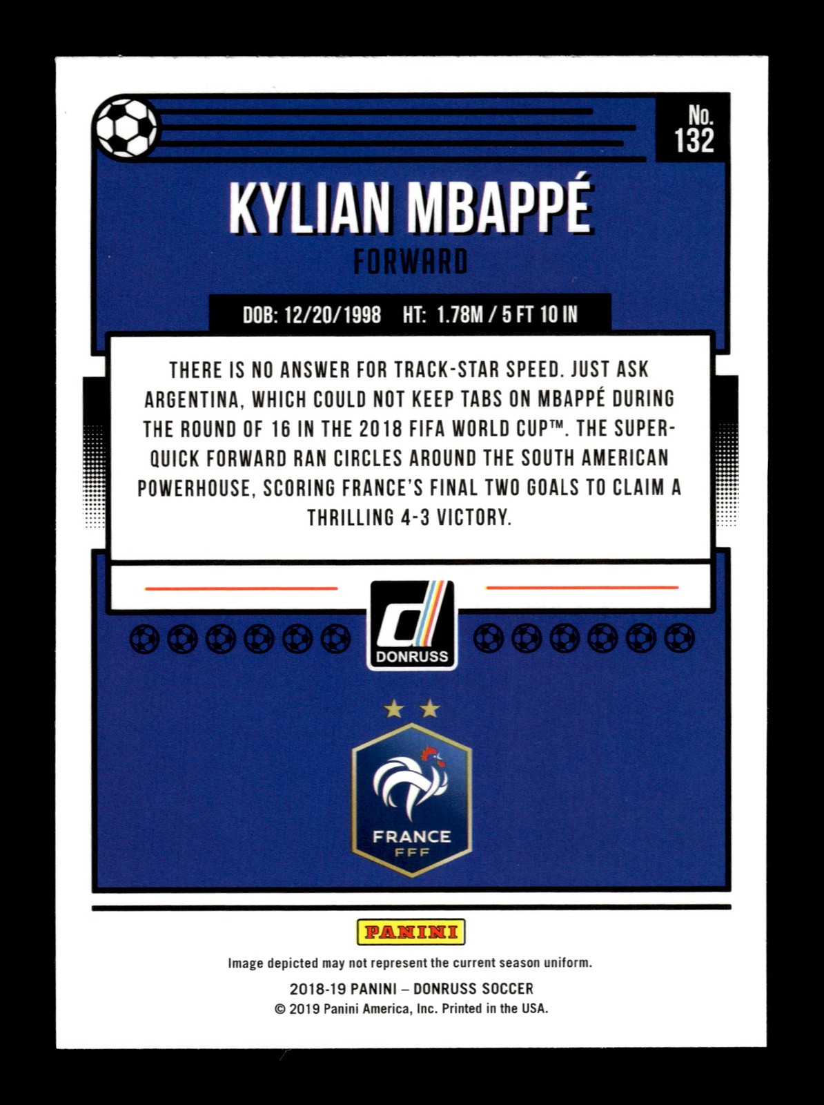 2018-19 Donruss #132 Kylian Mbappe ROOKIE RC view 2