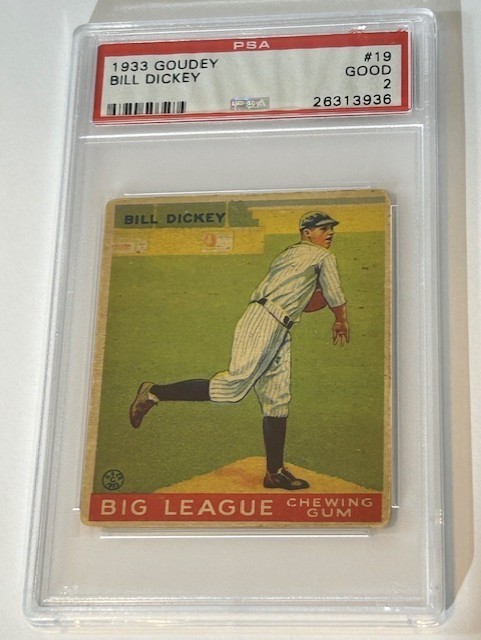 1933 GOUDEY #19 BILL DICKEY PSA GOOD 2 NEW YORK YANKEES BASEBALL CARD.