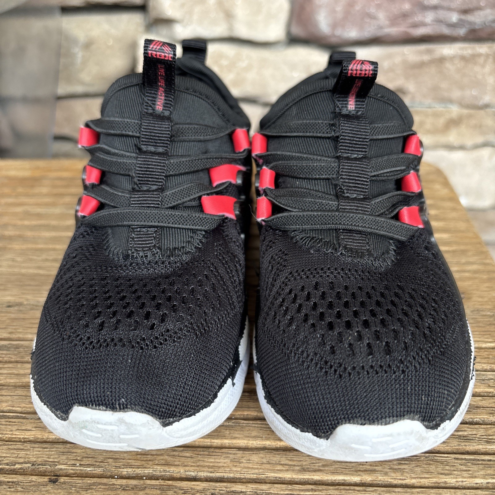 Reebok  RBX Toddler Sneaker Black/Red Size 9 Stretch Self Tie Shoes