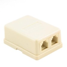 Wideskall  Wall Surface Mount Dual Telephone Jack 4 Conductor Modular Ivory