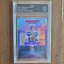 2025 Panini Rookies & Stars Sam Darnold #19 Airborne Blue Plaid Prizm Graded 10