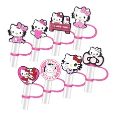 8Pcs Cartoon Straw Toppers for Tumbles, 10mm Straw Cover Caps Compatible with...