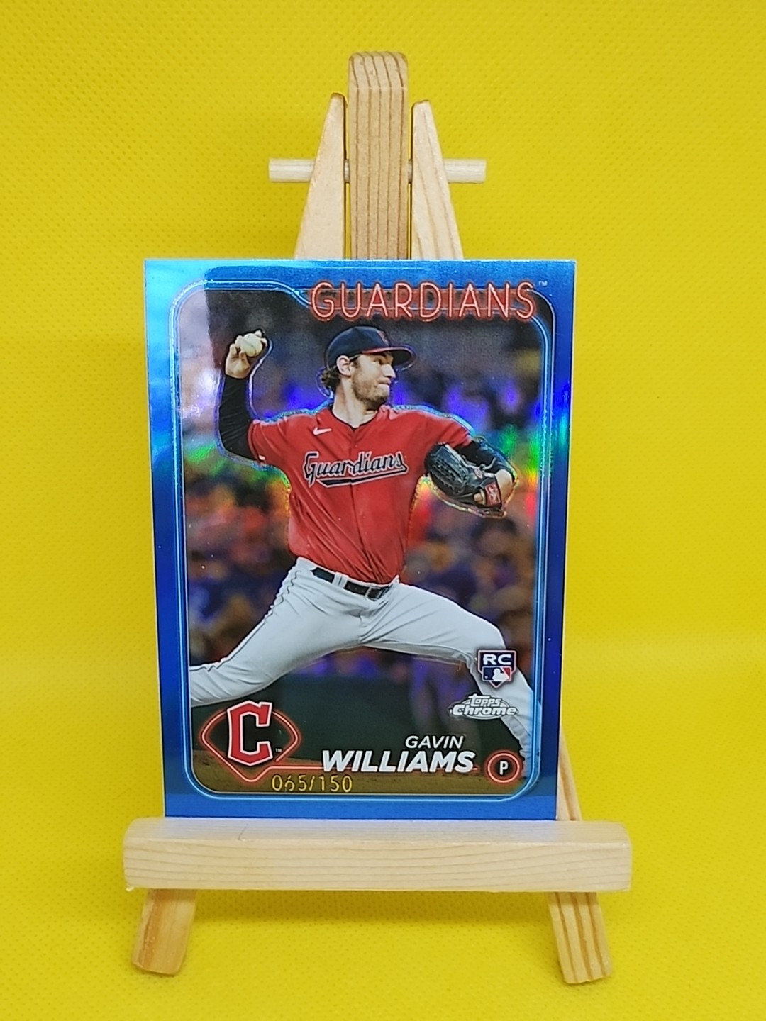 2024 Topps Chrome Gavin Williams #15 Blue Refractor #'d 069/150 RC - Guardians