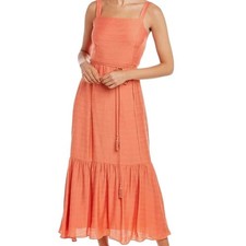 Taylor Square Neck Tiered Midi Dress Orange Size 4