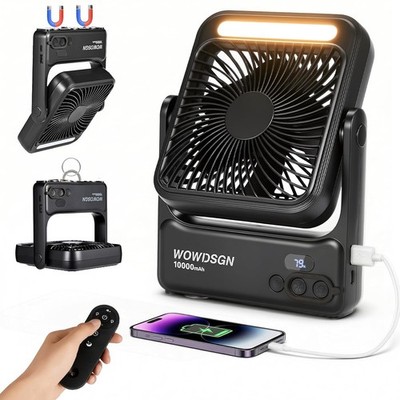 USB Akku Ventilator mit Magnetfuß LED Nachtlicht 10000mAh Powerbank Timer