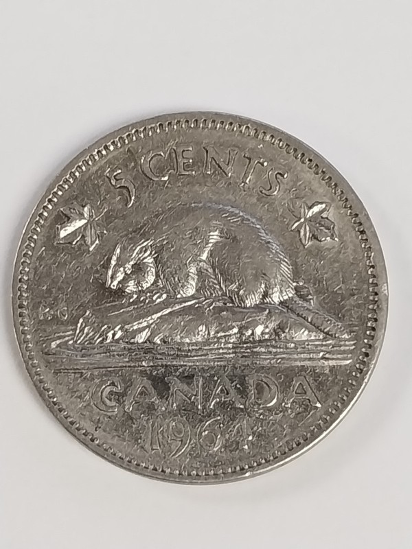 CANADA 1964 CANADIAN BEAVER NICKEL QUEEN ELIZABETH II 5 CENT COIN