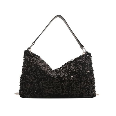 Evening Clutch Purses for Women, Sparkly Sequin Purse, Glitter Handbag, Black