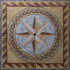 40" Medallion Mosaic Tile: Geometric Marble Mural, Indoor/Outdoor