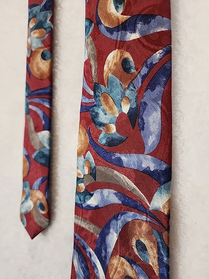 Винтажный Oscar De La Renta галстук галстук цветочный галстук цветы 100% шелк сделано в США - Изображение 3 из 4