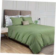 Duvet Cover Queen Size, Microfiber Duvet Cover with Queen 90x90" Sage Green