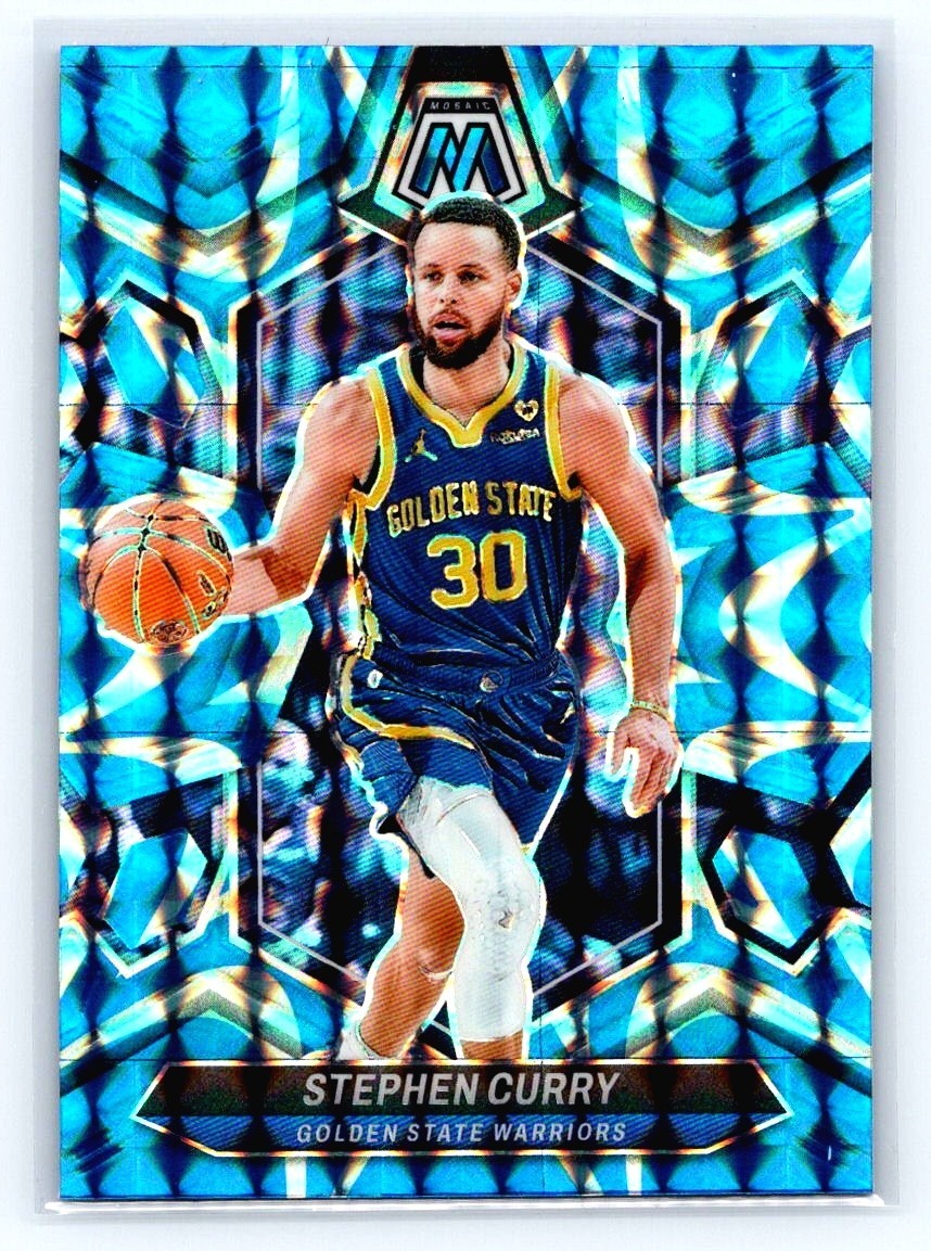2023-24 Panini Mosaic #3 Stephen Curry Warriors Reactive Blue Mosaic Prizm