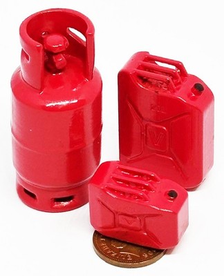Puppenhaus Jerry Dosen und Gasflaschen Maßstab 1:12 Miniatur Garage ML rot tumdee