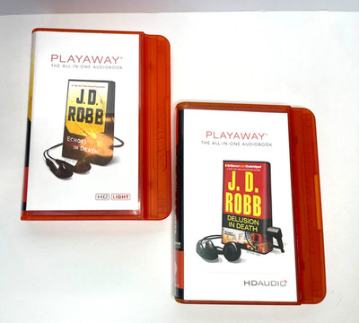 LOT OF 2 J D ROBB PLAYAWAY AUDIOBOOKS DELUSION & ECHOES IN DEATH SERIES