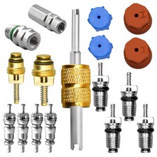 17 Pcs Air Conditioning Valve Core Kit, R12 to R134A Conversion Kit R134A Valve
