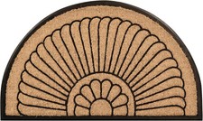 Weather Rubber-Backed Natural Coco Coir Half Circle Door Mat   24" x 39" Fade